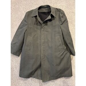 Towncraft Penn-Prest Men's Overcoat Topcoat Olive Green Plaid‎ Size 44 Vintage